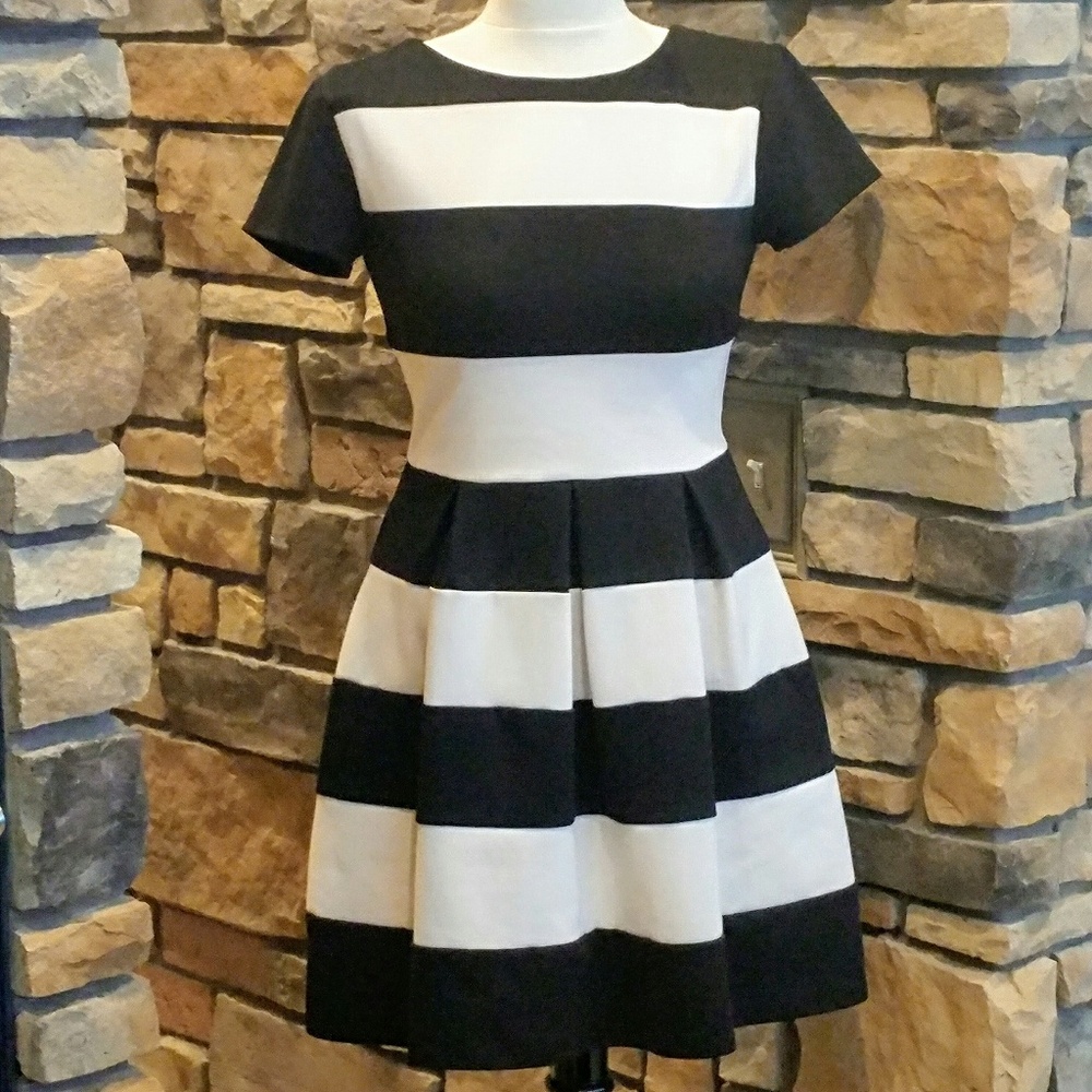 Mod Retro Black & White Fit & Flare Cute Dress